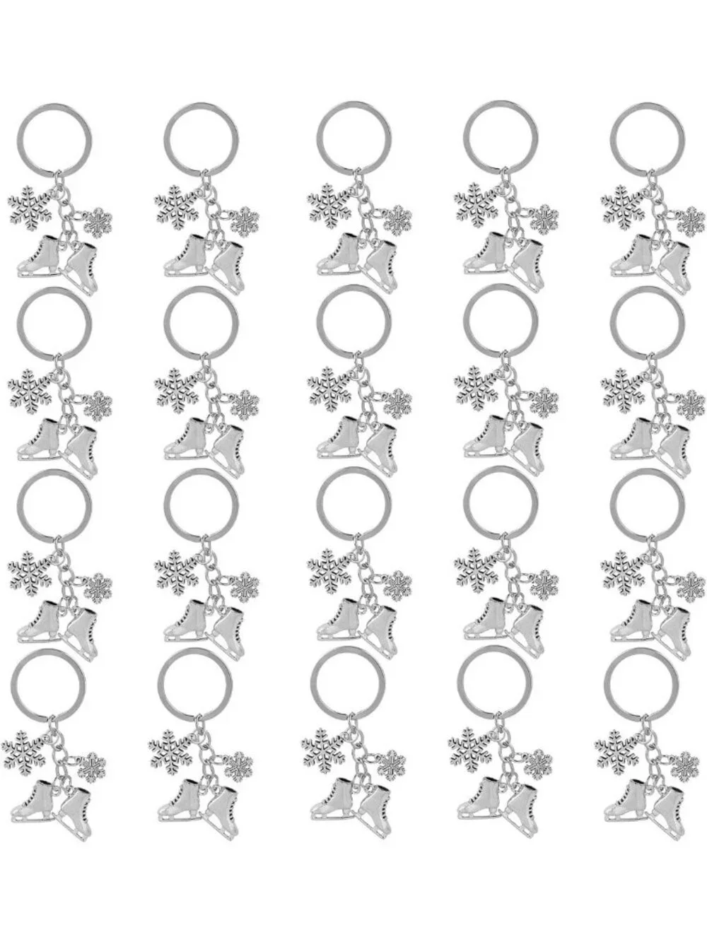20 Pack Snowflake Ice Shoe Style Keychain Charms - Fun Accessory for All!
